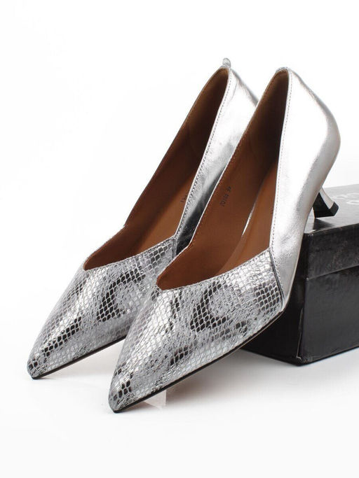 06-P3166 GREY/SILVER Туфли женские (натуральная кожа)