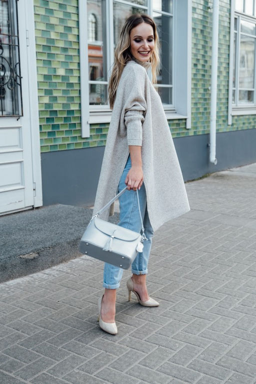 Пончо 100% лен - Синий лен фото 12