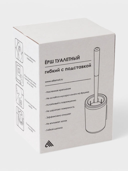 Ёршик для туалета с подставкой, гибкий, белый