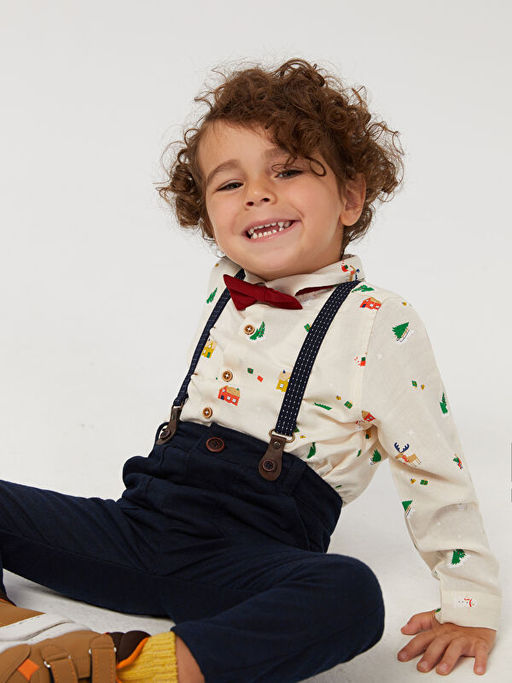 Uzun Kollu Y?lba?? Temal? Erkek Bebek G?mlek ve Papyon 2li Tak?m - Waikiki фото 2