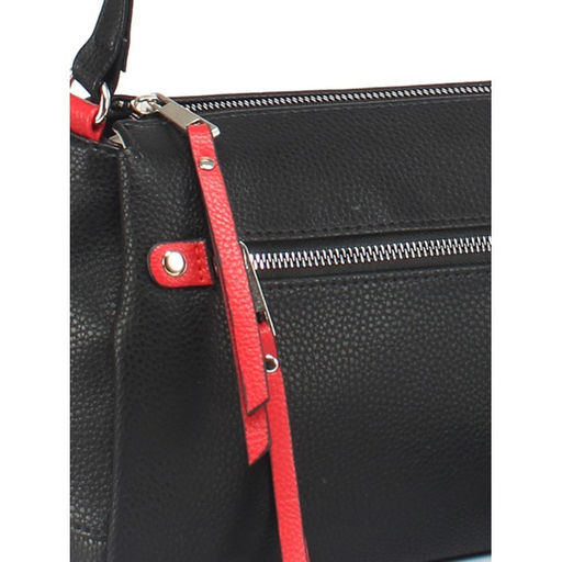 Сумка женская искусственная кожа ADEL-201/1в, 3отд, плеч/рем-стропа, черный/красный флотер 256596 - Adelia фото 4