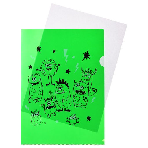 Набор папок-уголков А4, 180 мкм, Calligrata Монстрики, полупрозрачные, 6 штук, с принтом, микс  фото 5