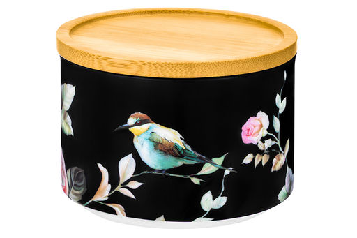 Банка д/хранения и запекания 250 мл 9,3*9,3*7 см Певчие птички на черном+бамб.крышка-подс.с сил.уп - Elan gallery фото 8