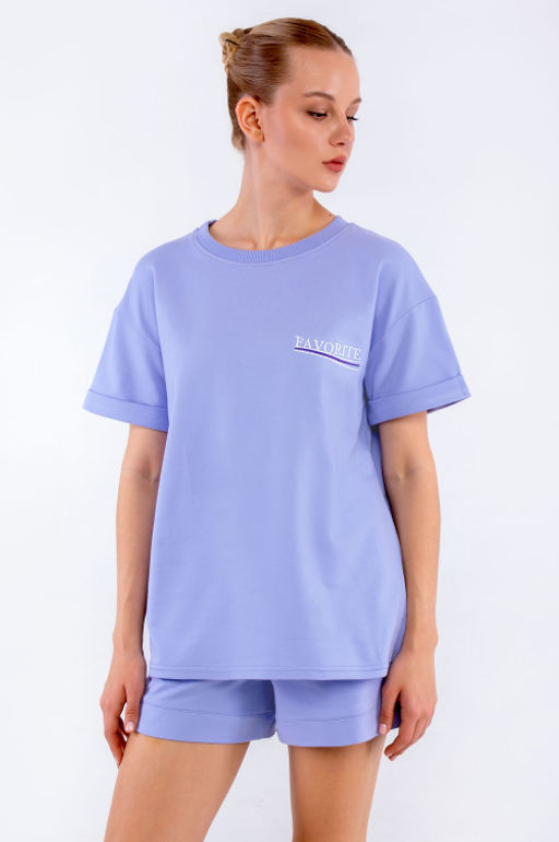 Арт. 2371 Костюм женский с шортами 42-48 (4 шт) Цвет:сиреневый - Калинка фото 2