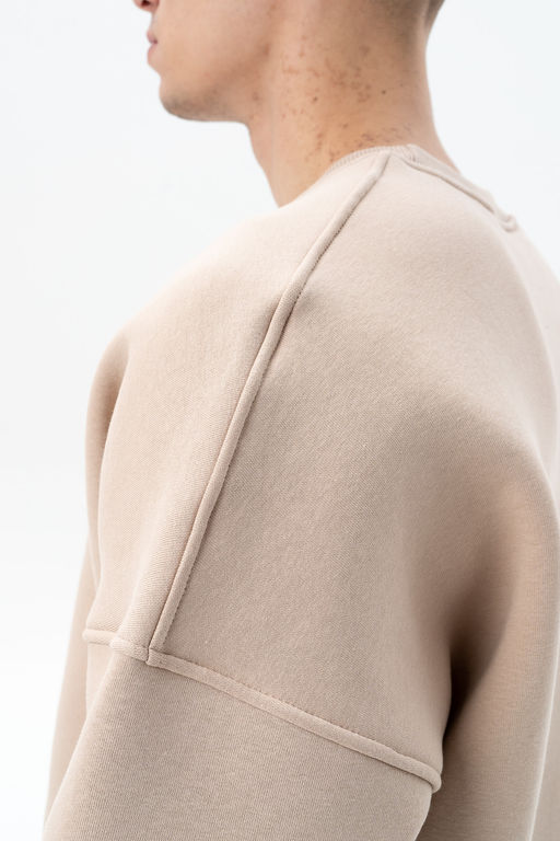Джемпер свитшот из мягкого хлопкового футера с начёсом св.бежевый - Solo mio фото 4