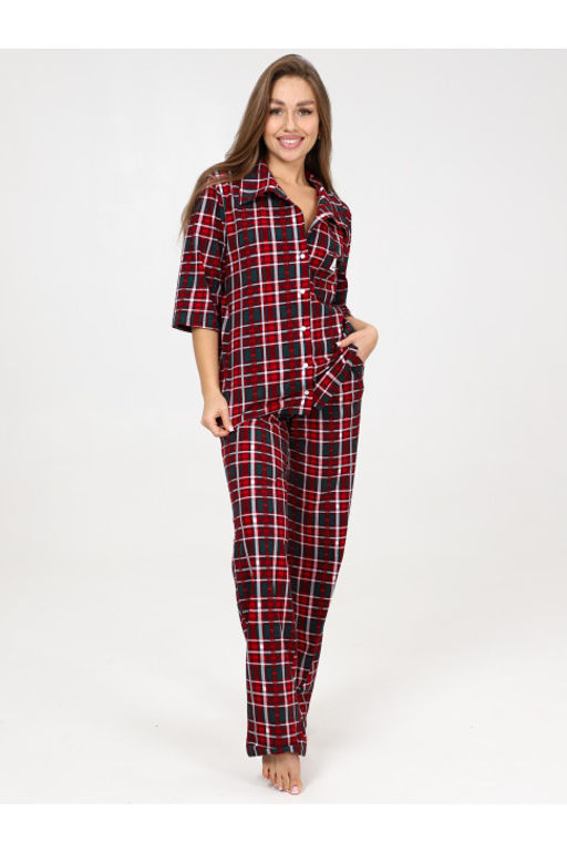 Пижама женская П-119.02 клетка - Хороший трикотаж фото 3