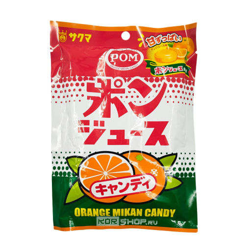 Карамель со вкусом мандарина Sakuma Pom juice, Япония, 56 г Акция