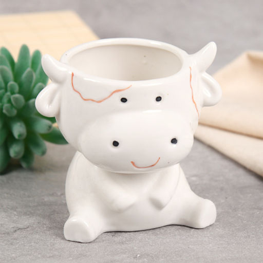 Кашпо 10,5х8x10 см Животные / WN44 /уп 6/72/ белое (Лев ) - Галеонтрейд фото 2