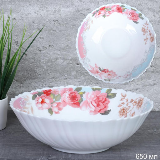 Салатник 650 мл 175 мм тарелка глубокая / TW-70 (6801) /уп 48/ Розы на голубом - Галеонтрейд фото 2