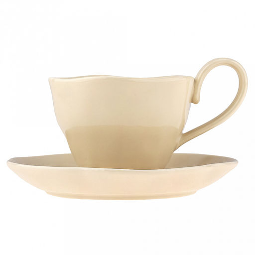 Шоколад Чашка фарфоровая 210мл, д9см h6,9см, с блюдцем д14,8см h2,1см, общая h7,5см, глянцевая глазурь, ассиметричная форма, цвет - кремовый, в коробке (Китай) - Домашняя мода фото 5