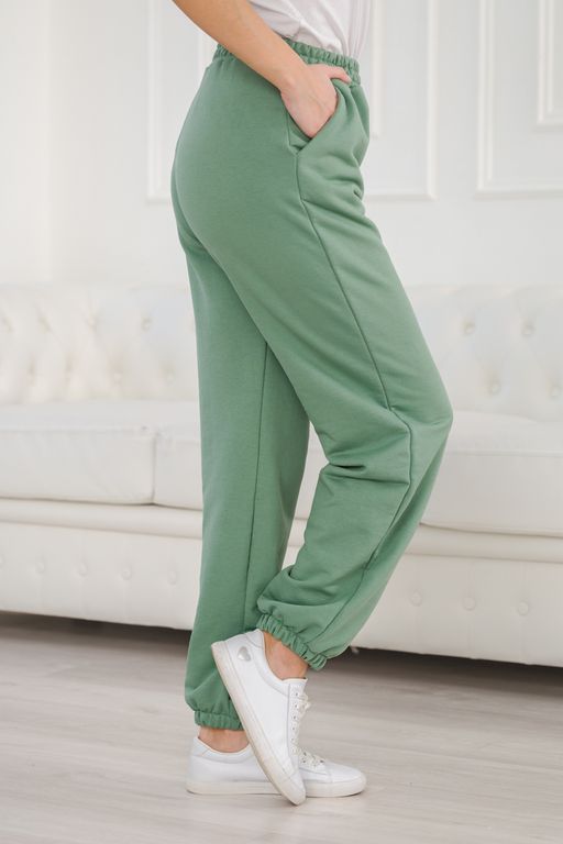 Брюки женские из футера петля Прогулка фисташка - Амадэль фото 4