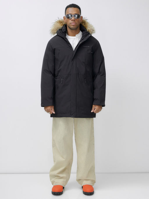 Парка зимняя с мехом черного цвета до - 30