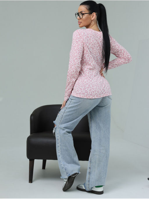 Лонгслив "Леопард" Розовый