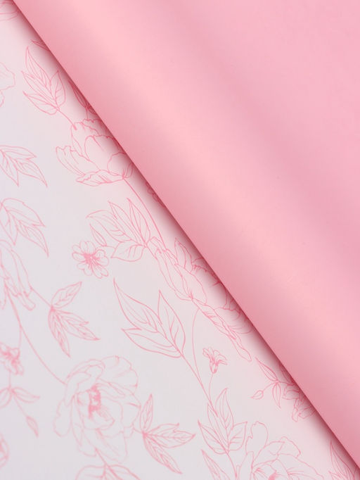 Цена за 20 шт. Плёнка флористическая для цветов, «Букет цветов», розовая, 57×57 см