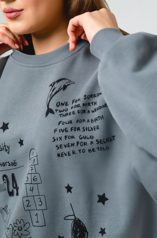 Арт. 15132/1 Свитшот женский оверсайз 46-52 (4 шт) Цвет:темно-серый - Калинка фото 8