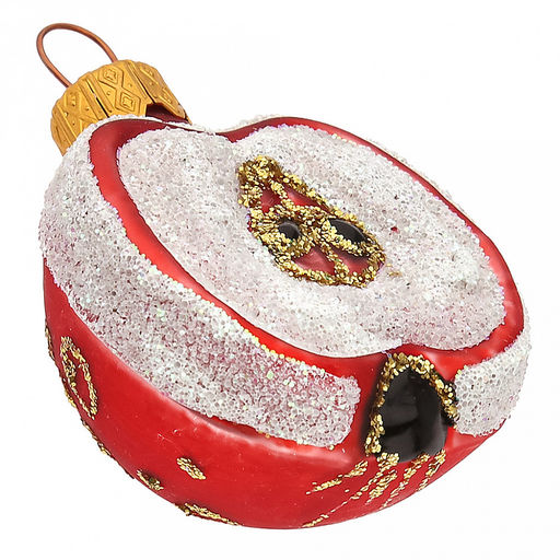 Елочная игрушка фигурка стеклянная Половинка яблока h6см, ручная художественная роспись, подарочная упаковка (Россия) - Домашняя мода фото 5