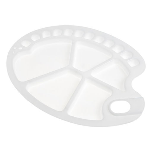 Палитра пластиковая, овальная с ячейками, 34×24.5 см, с отверстием под палец