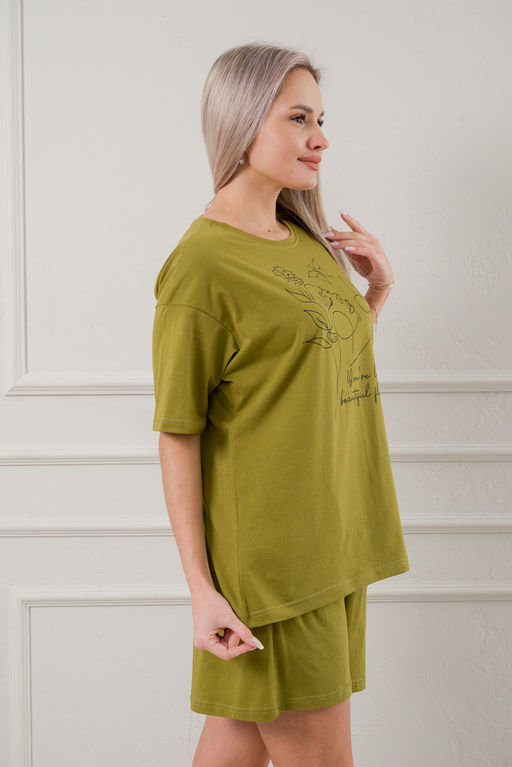Пижама женская из кулирки Дива хаки - Амадэль фото 5