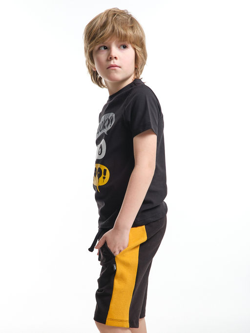 Шорты для мальчика 22-3458 черный | горчичный - Mini maxi фото 3