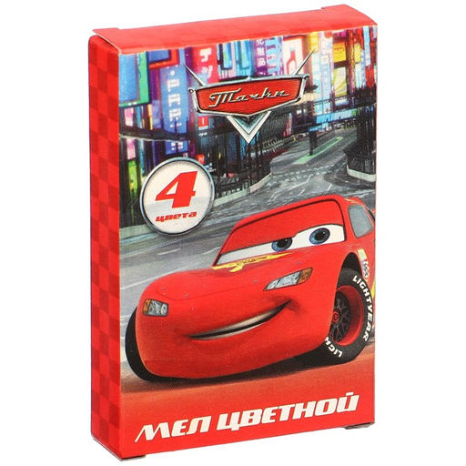 Мелки цветные школьные 4шт Тачки, прямоугольные - Disney фото 3