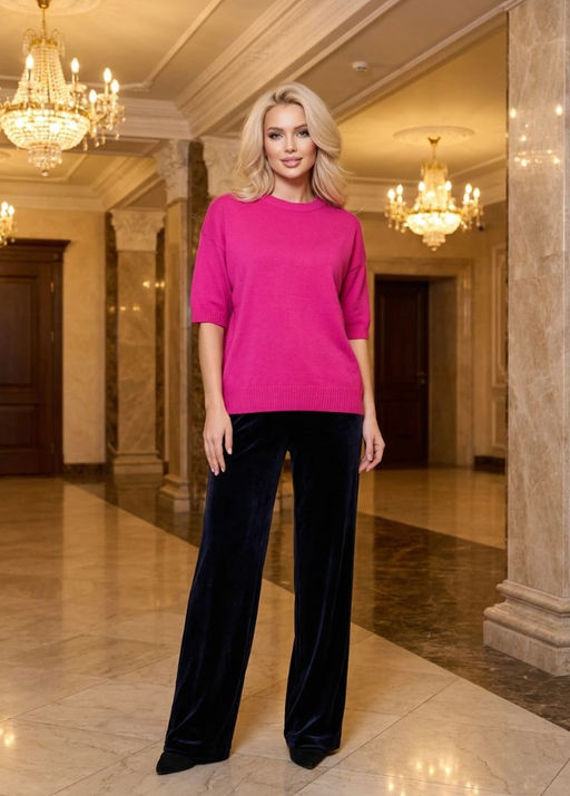 K13313 Джемпер (вязаный трикотаж) РОЗОВЫЙ