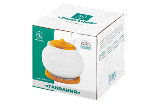 Сахарница 620 мл 11*11*12 см Танзания + ложка + дер. крышка на дер.подставке - Elan gallery фото 6