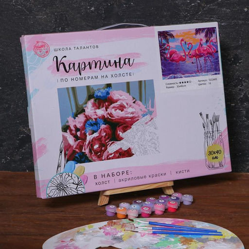 Картина по номерам на холсте с подрамником Фламинго на закате, 40х30 см - Школа талантов фото 3