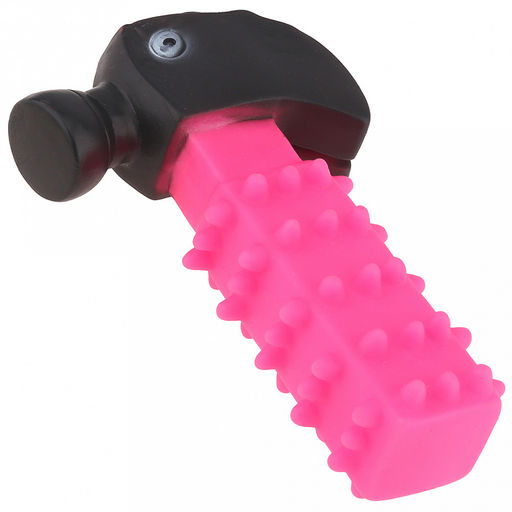 Игрушка для собаки "Молоток с глазками" 14х3х8см, с пищалкой, с шипами, ПВХ, фактурная, цвета микс (салатовый, ярко-оранжевый, фуксия), "Pet toys" (Китай)