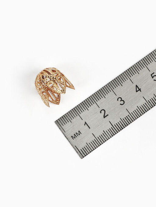 Цена за 2 шт. Шапочки для бусин (набор 10 шт.), СМ-051-1, 16?15 мм, цвет золото