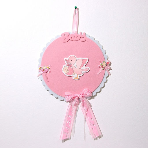 Украшение на гендер пати «Подвеска Аист с девочкой», 27×27×46 см, розовое