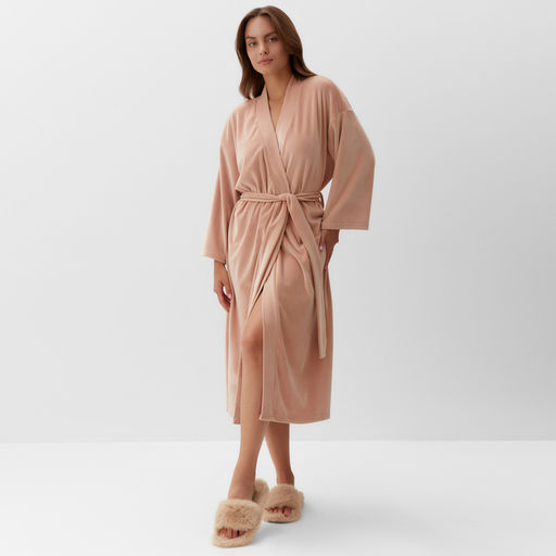Халат домашний женский KAFTAN Plushy, размер 48-50, бежевый
