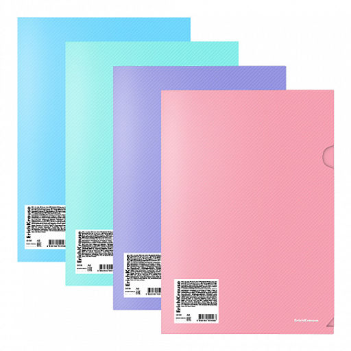 Цена за 12 шт. Папка-уголок пластиковая ErichKrause Diagonal Pastel, A4, непрозрачный, ассорти (в пакете по 12 шт.)  фото 7