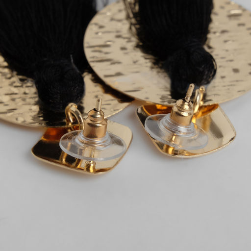 Серьги ассорти Кисти хинди, цвет чёрный в золоте, L кисти 6,5 см - Queen fair фото 2