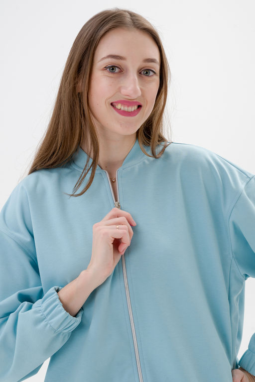 Бомбер из коттон фита аквамарин - Амадэль фото 11