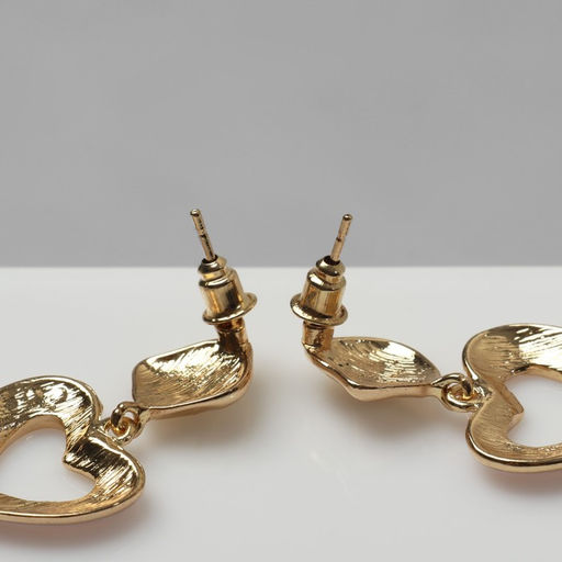 Серьги эмаль Сердце вдохновение, цвет розовый в золоте - Queen fair фото 2