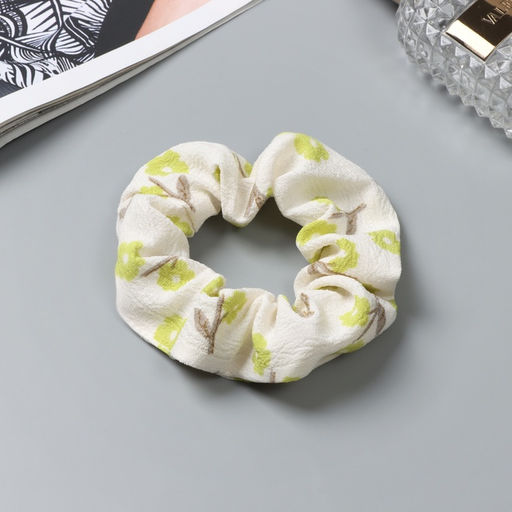 Цена за 3 шт. Резинка для волос «Орбита», цветы лето, 10 см, зелёно-белая