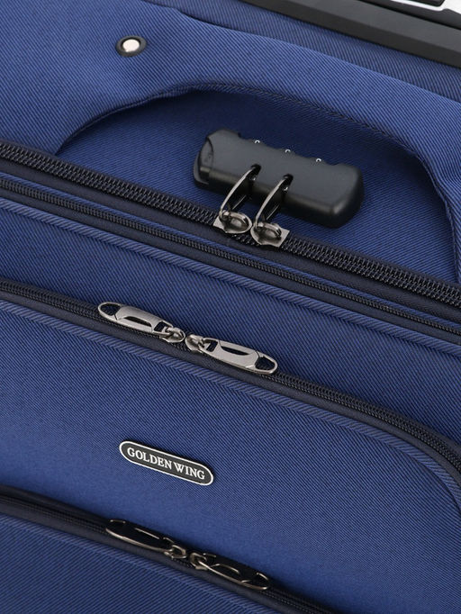 Чемодан на колёсах маленький 45 л (S), на молнии, кодовый замок, 4 колеса, синий