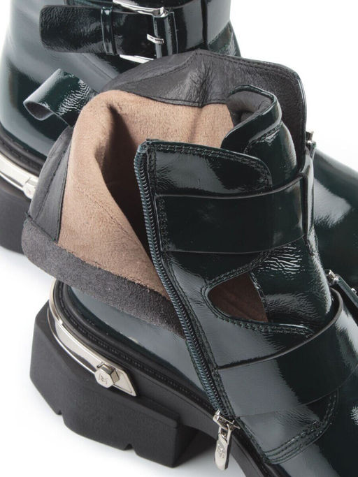 01-D1-8070 DK. GREEN Ботинки демисезонные женские (натуральная кожа, байка)