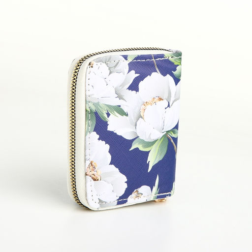 Кошелёк на молнии Букет, маленький, синий