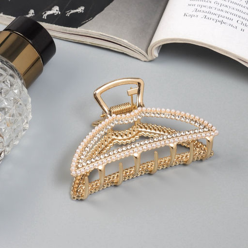 Цена за 6 шт. Краб для волос «Эмили», дуга, 7 см, золото