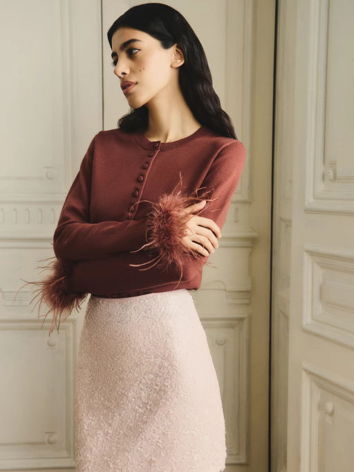 Кардиган с перьями на манжетах / Zarina