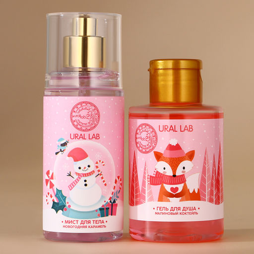 Подарочный набор новогодний URAL LAB Рождественская почта: гель для душа 100 мл и мист для тела 88 мл