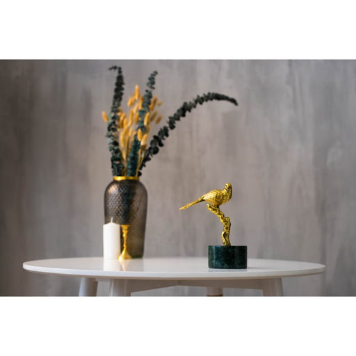 Фигура на подставке «Птица на ветке», мрамор, латунь, 16×8×24 см