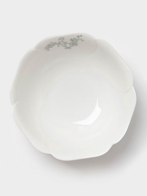 Салатник WY Bloomware, 500 мл, 15×6 см, фарфор, белый, зелёный