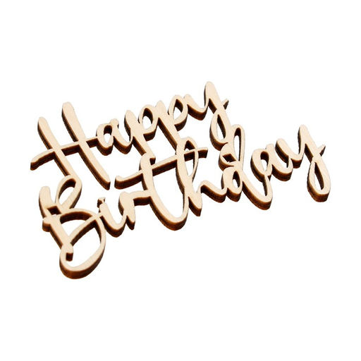 Цена за 5 шт. Топпер для торта Happy Birthday, деревянный, 92х60