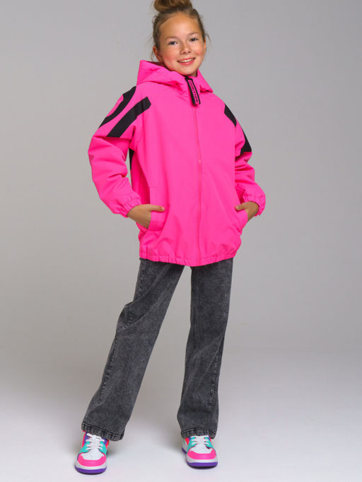 12321008 Куртка текстильная с полиуретановым покрытием для девочек (ветровка)