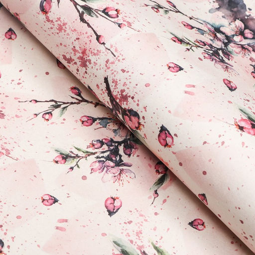 Цена за 10 шт. Бумага упаковочная, крафт белый Сакура, 70х100 см - UPAK LAND фото 2