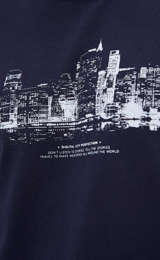 Лонгслив мужской с принтом F021-1001-430 темно-синий - Fine joyce фото 5