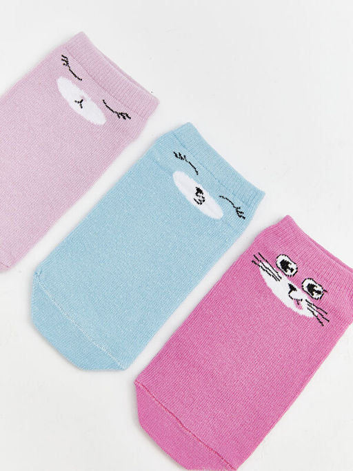 Desenli K?z ?ocuk Patik ?orap 3l?