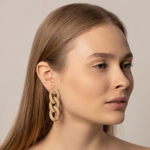 Серьги пластик «Цепь» восторг, светло-коричневые